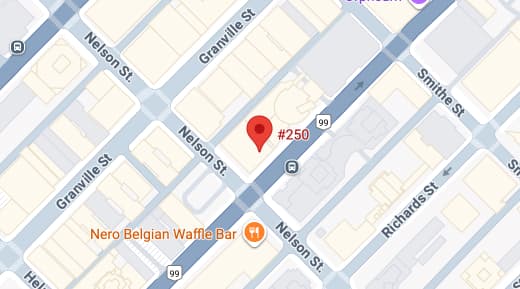 Map showing Vancouver, Canada office